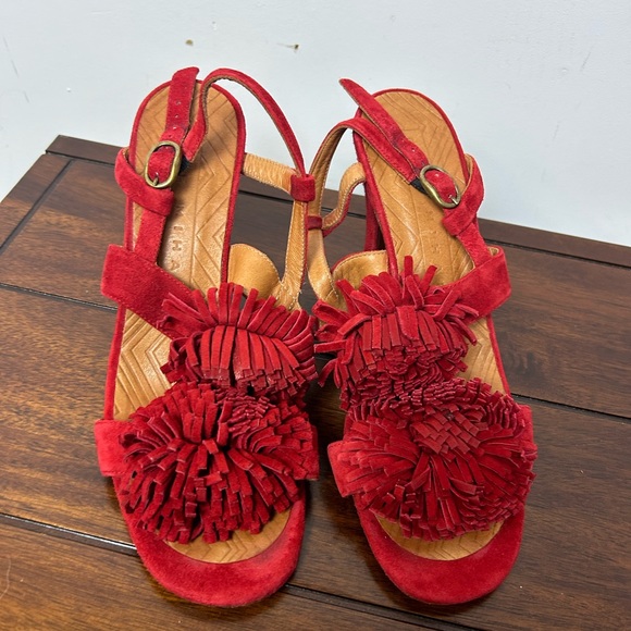 Chie Mihara Shoes Chie Mihara Made In Spain Red Pom Pom Heels Suede